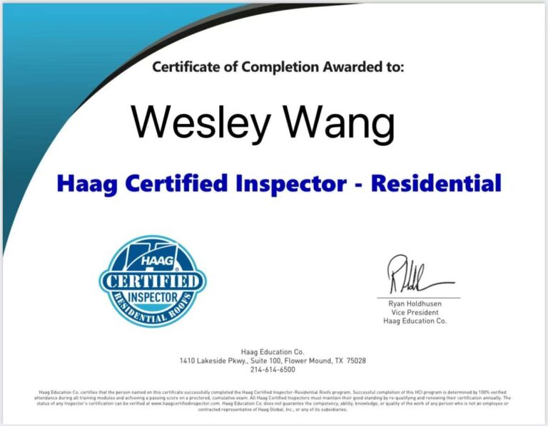 Haag certified inspector